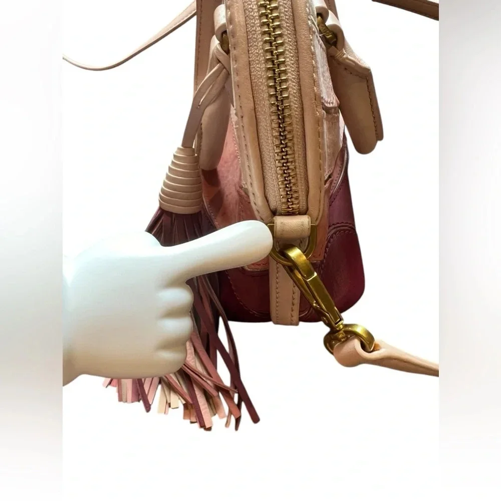 Tory Burch Womens Leather Crossbody Shoulder Bag Light Pink Seashell red - Picture 13 of 16